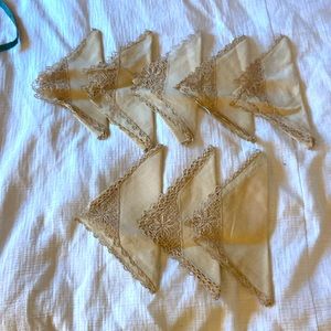 Vintage Handmade Lace napkins placemat home decor linen 16” square